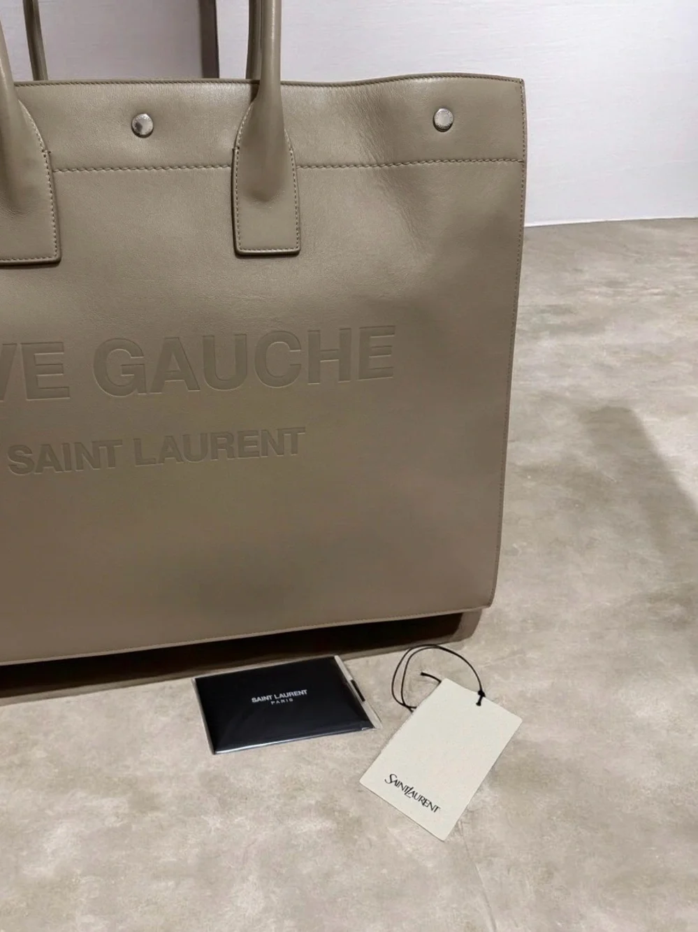 Saint Laurent Rive Gauche Tan Leather Tote Bag